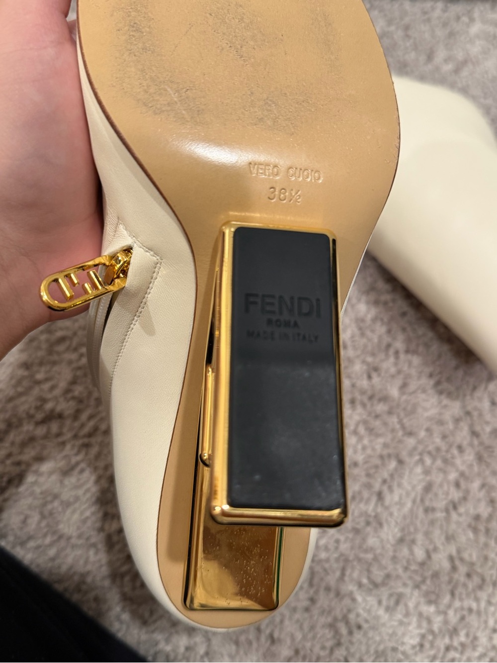 Women’s Cream Ankle Boots fendi leather size 38.5 - Picture 8 of 9